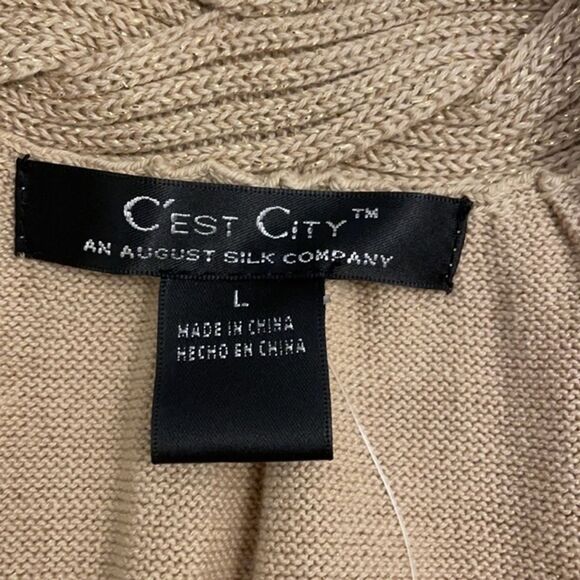 C'est City an August Silk Gold Sweater Womens Large Cotton Sleeveless Knit NEW - Picture 2 of 11